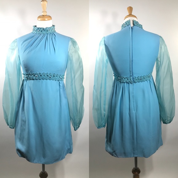 Party Dress Mod Long Sleeve Sheer 